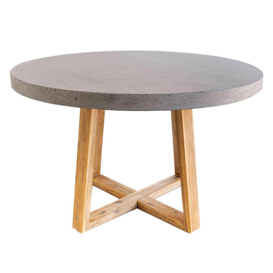 Dining Table - 1.2m Alta Round Dining Table - Speckled Grey With Light Honey Acacia Wood Legs