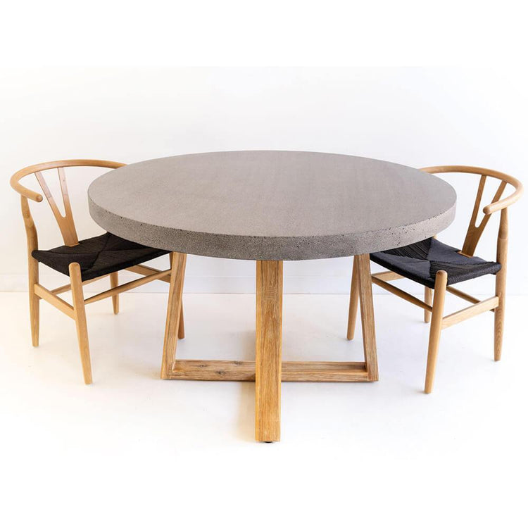 Dining Table - 1.2m Alta Round Dining Table - Speckled Grey With Light Honey Acacia Wood Legs