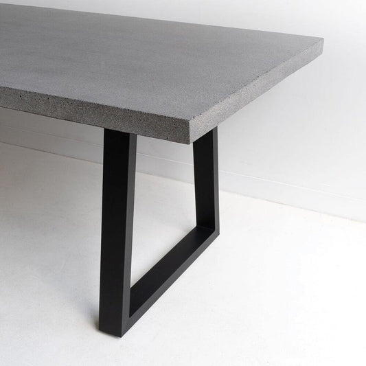 Dining Table - 1.6m Alta Rectangular Dining Table - Speckled Grey With Black Powder Coated Iron Legs