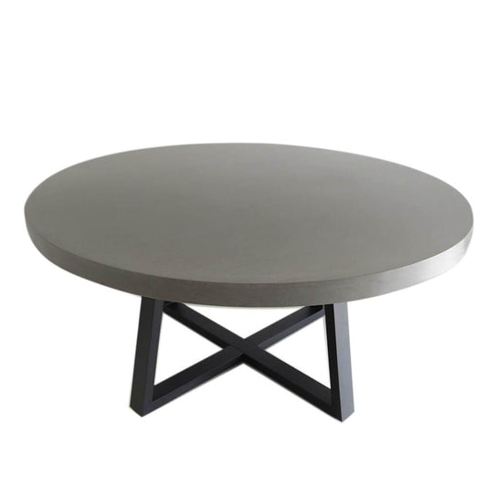 Dining Table - 1.6m Alta Round Dining Table - Grey With Black Powder Coated Iron Legs
