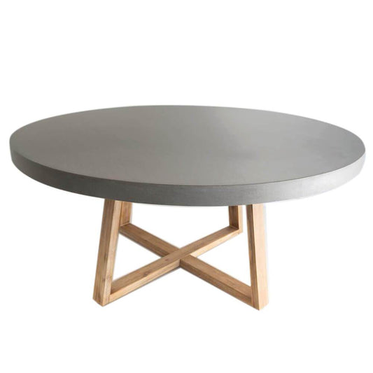 Dining Table - 1.6m Alta Round Dining Table - Grey With Light Honey Acacia Wood Legs
