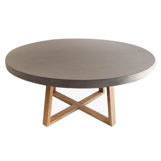 Dining Table - 1.6m Alta Round Dining Table - Speckled Grey With Light Honey Timber Legs