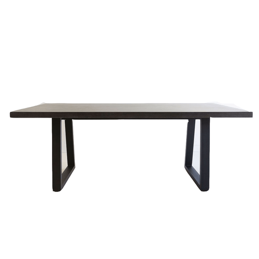 Dining Table - 1.8m Alta Rectangular Dining Table - Black With Black Powder Coated Iron Legs
