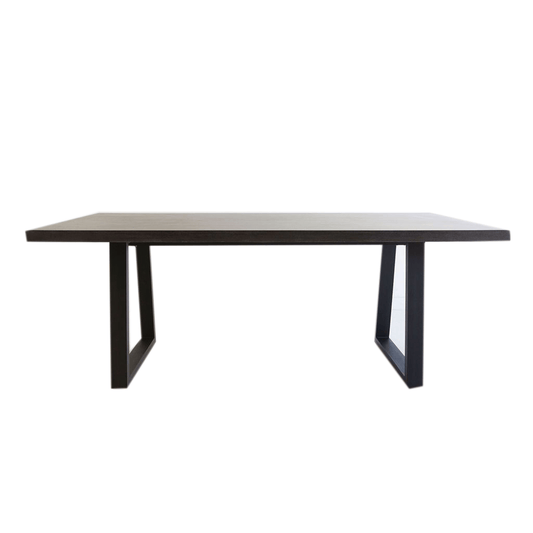 Dining Table - 2.0m Alta Rectangular Dining Table - Black With Black Metal Legs
