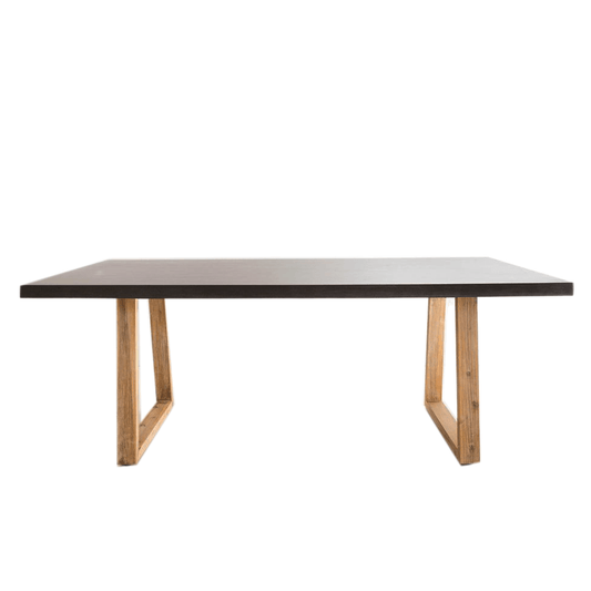 Dining Table - 2.0m Alta Rectangular Dining Table - Black With Light Honey Timber Legs