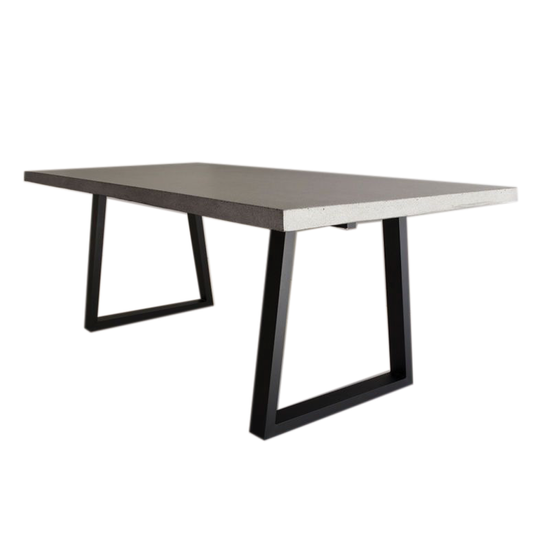 Dining Table - 2.4m Alta Rectangular Dining Table - Speckled Grey With Black Powder Coated Iron Legs