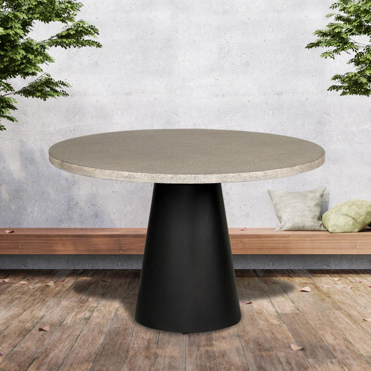 Dining Table - Elkstone 1.2m Avalon Round Dining Table | Speckled Grey With Black Metal Cone Base