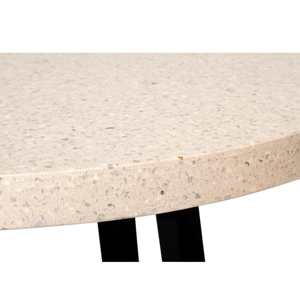 Dining Table - Elkstone 1.2m ETerrazzo Round Dining Table | Ivory Coast With Black Metal Legs