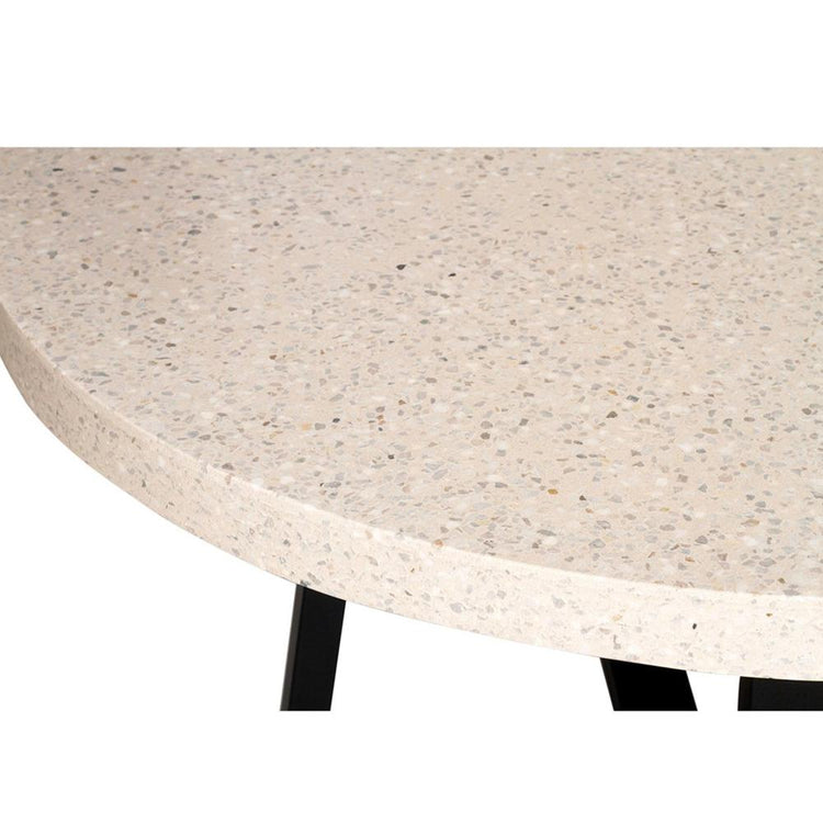 Dining Table - Elkstone 1.2m ETerrazzo Round Dining Table | Ivory Coast With Black Metal Legs