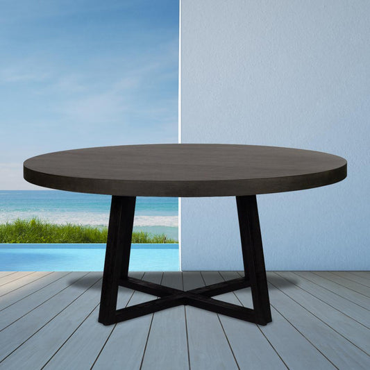 Dining Table - Elkstone 1.6m Alta Round Dining Table | Ebony Black With Black Acacia Wooden Legs
