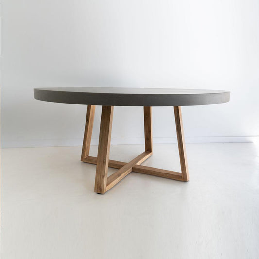 Dining Table - Elkstone 1.6m Alta Round Dining Table | Pebble Grey With Light Honey Acacia Wood Legs - ETA: August 2021