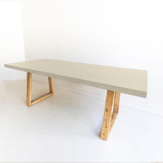 Dining Table - Elkstone 3.0m Sierra Rectangular Dining Table | Beige With Light Honey Acacia Wood Legs