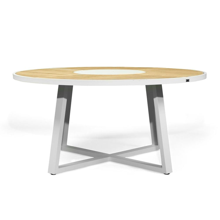 Dining Table - Watego Outdoor Round Dining Table – 1.9m – White Pearl Powder Coated Legs