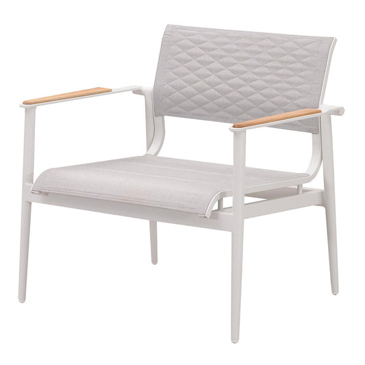Lounge Chair - California - Club Chair - White Frame - Quilted Grey Stone Sling