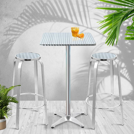 Outdoor Bistro Set Square Bar Table & Stools