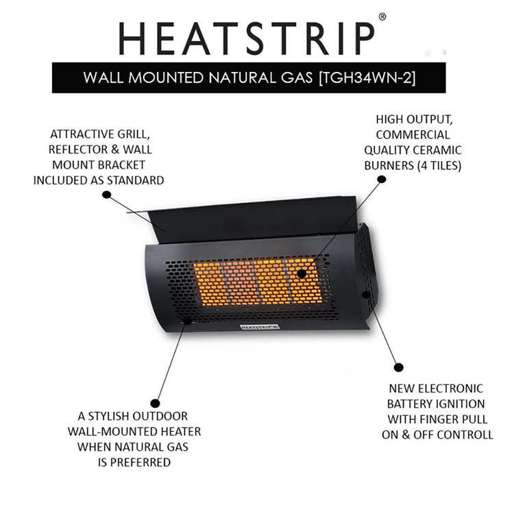 Outdoor Heater - HEATSTRIP Wall Mounted Natural Gas Heater TGH34WN-2