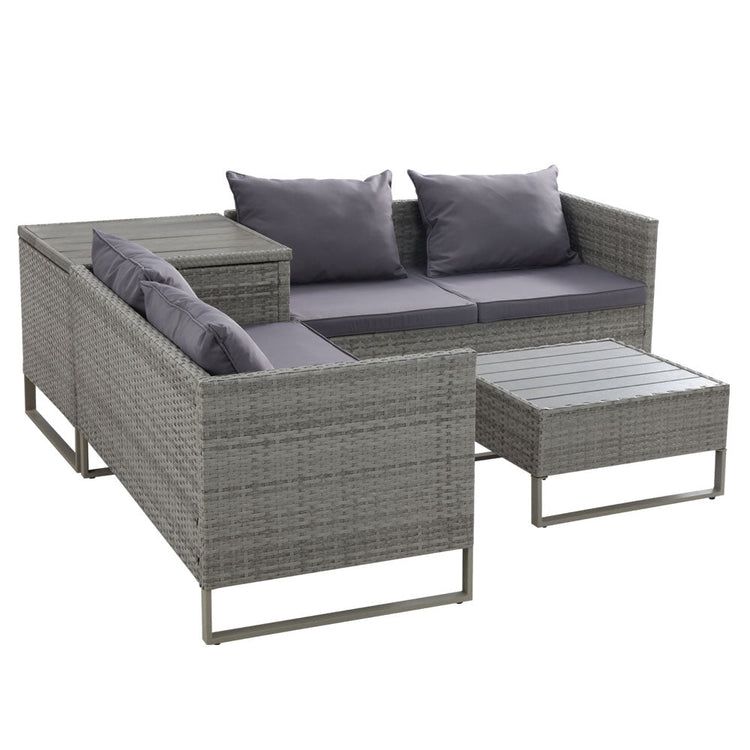 Outdoor Sofa Lounge Set With Storage - Grey