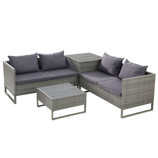 Outdoor Sofa Lounge Set With Storage - Grey
