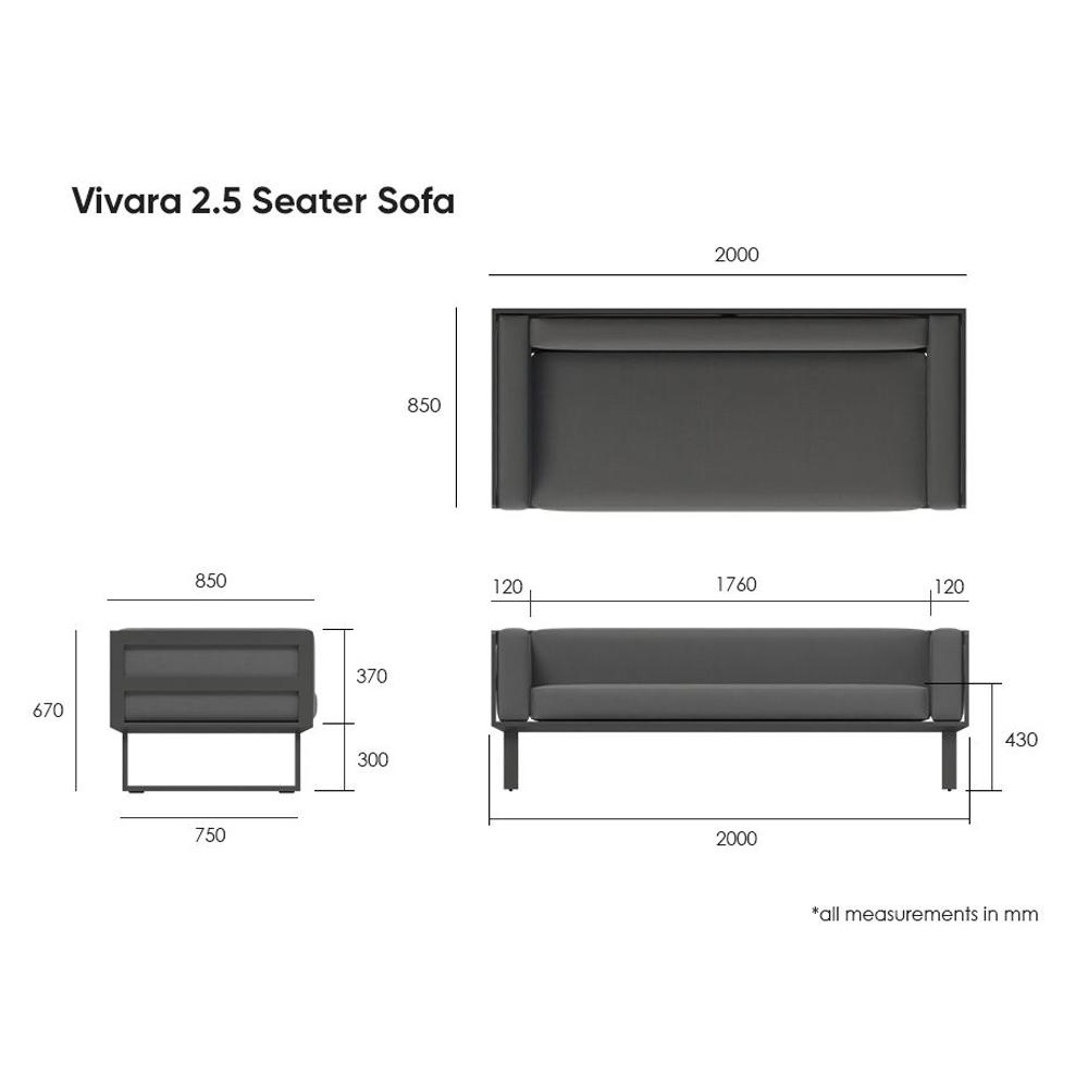 Outdoor Sofa - Vivara Sofa - Charcoal - Two Seater