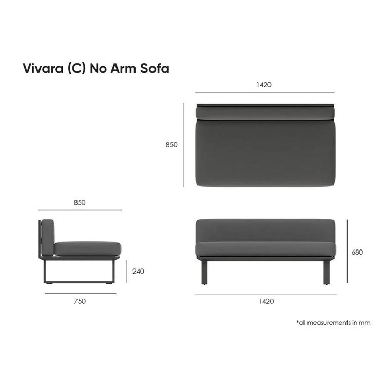 Outdoor Sofa - Vivara Sofa - Modular Section C - No Arm