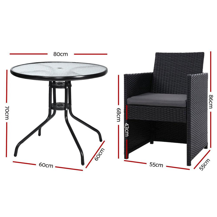 Outdoor Table and 2 Chairs Bistro Style Set (Style 3)