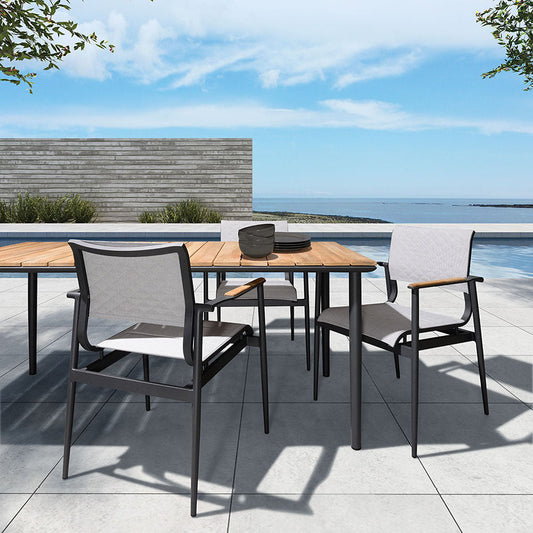 Outdoor Table - California Dining Table 1800 Charcoal Frame With Teak Top