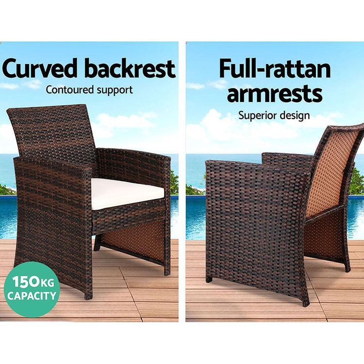 Outdoor Wicker Lounge Setting Brown - With Storage Cover
