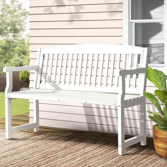 Wooden Outdoor Garden Bench Seat White
