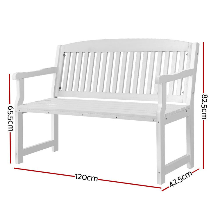Wooden Outdoor Garden Bench Seat White